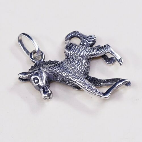 Vintage Sterling Silver Handmade Pendant, 925 Horse Charm, Stamped 925