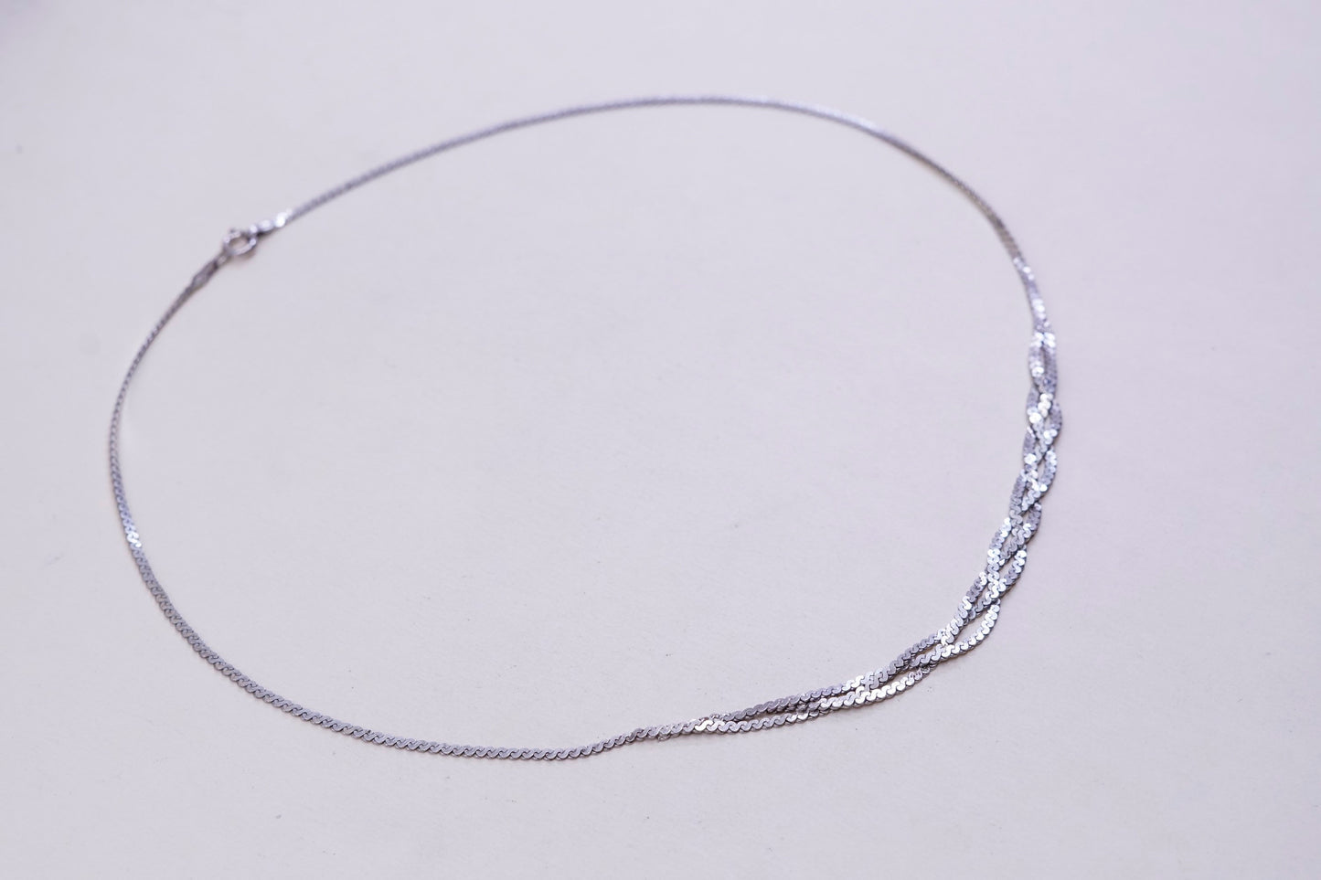 18”, 2mm, vintage Sterling silver handmade chain, 925 S link woven necklace