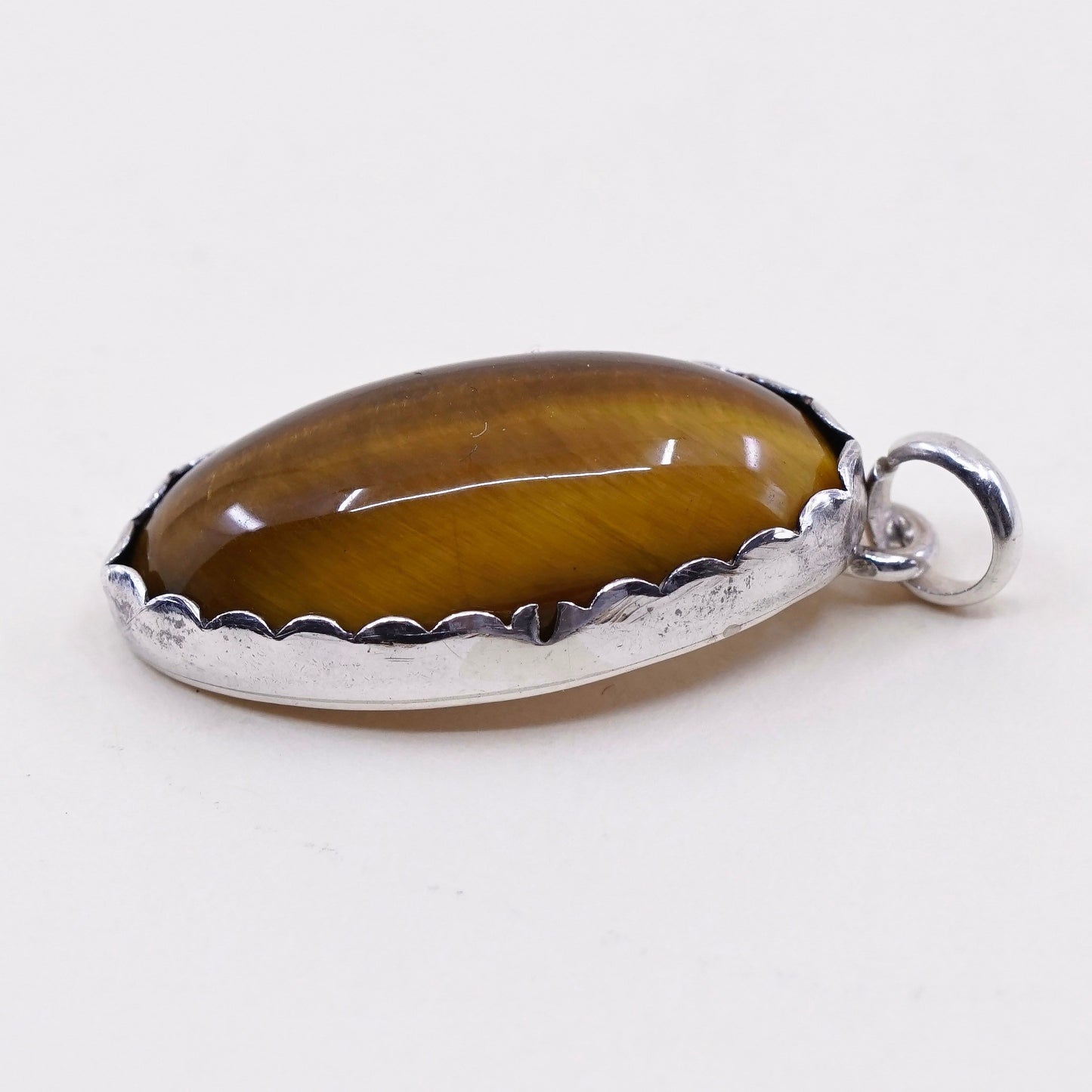 Vintage sterling silver charm with golden tiger eye, 925 handmade pendant