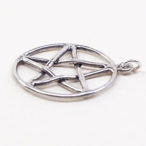 Vintage Sterling Silver Handmade Pendant, Solid 925 Silver Star Charm, Silver Te