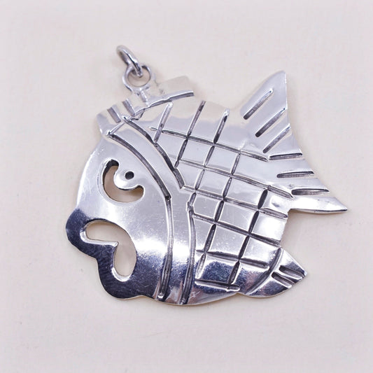 Vintage sterling silver handmade pendant, 925 fish charm