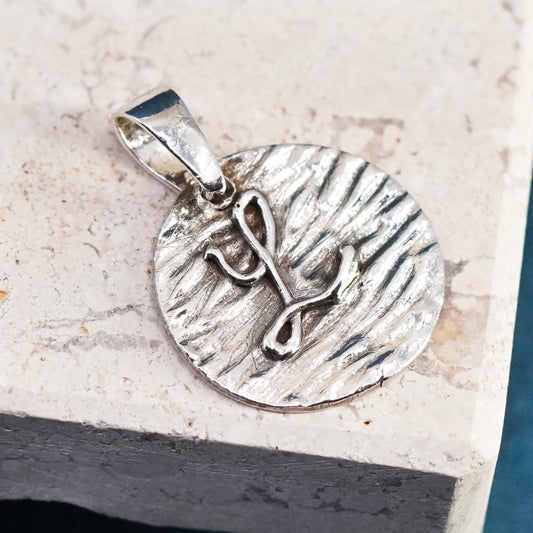 Vintage sterling silver handmade pendant, 925 charm with letter “L”