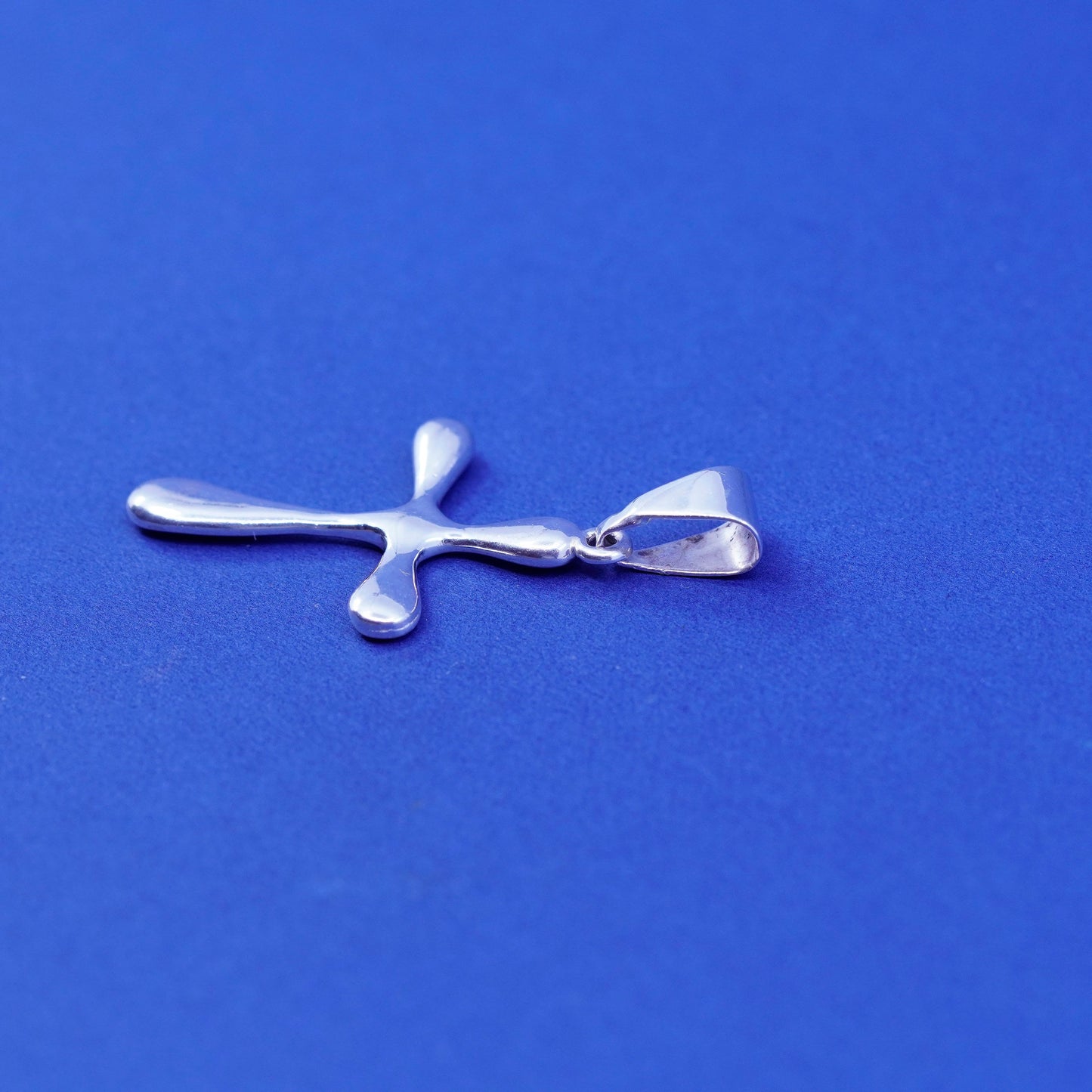 Vintage Sterling silver handmade pendant, modern 925 cross