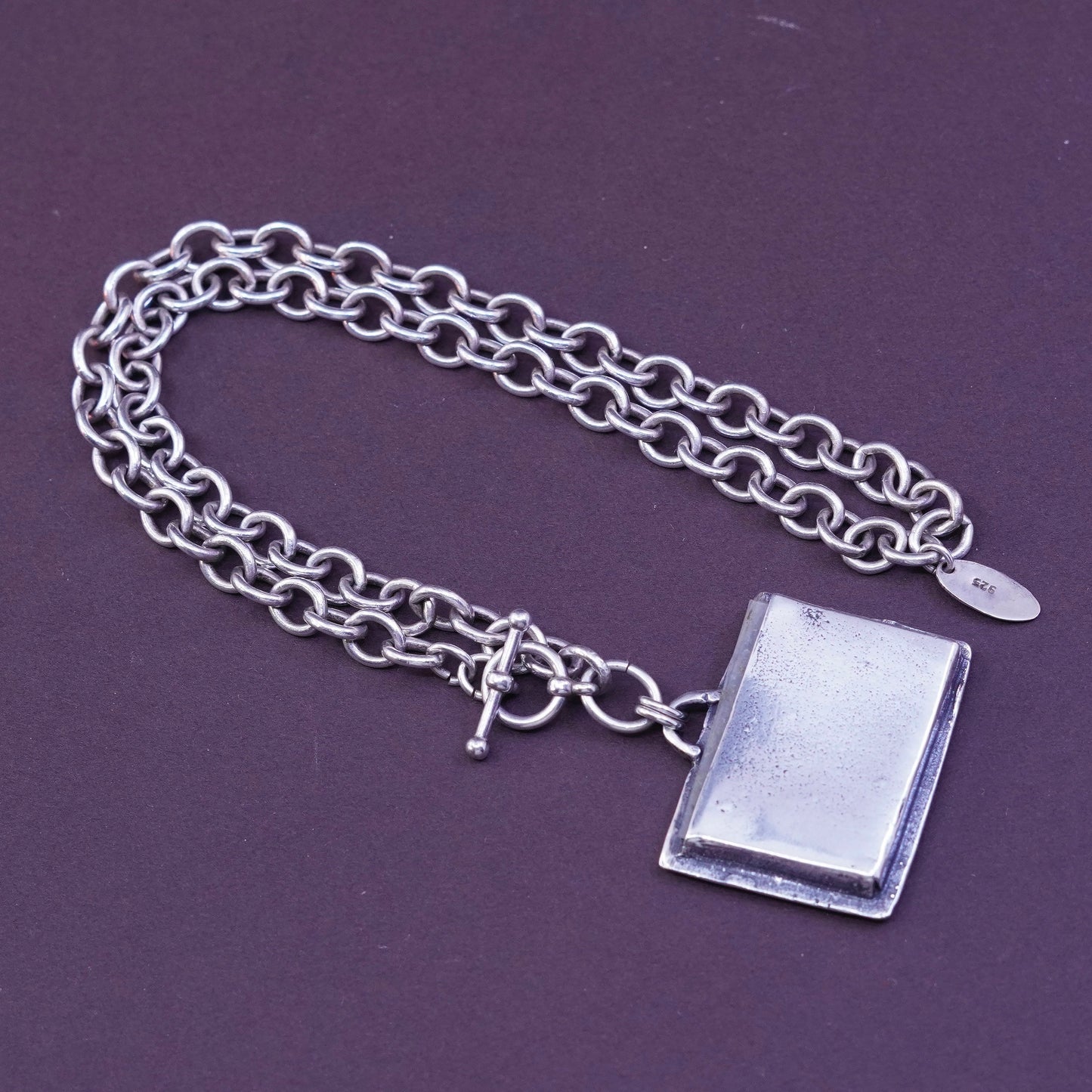 15”, michele baratta sterling silver necklace, 925 bold circle chain w/ locket
