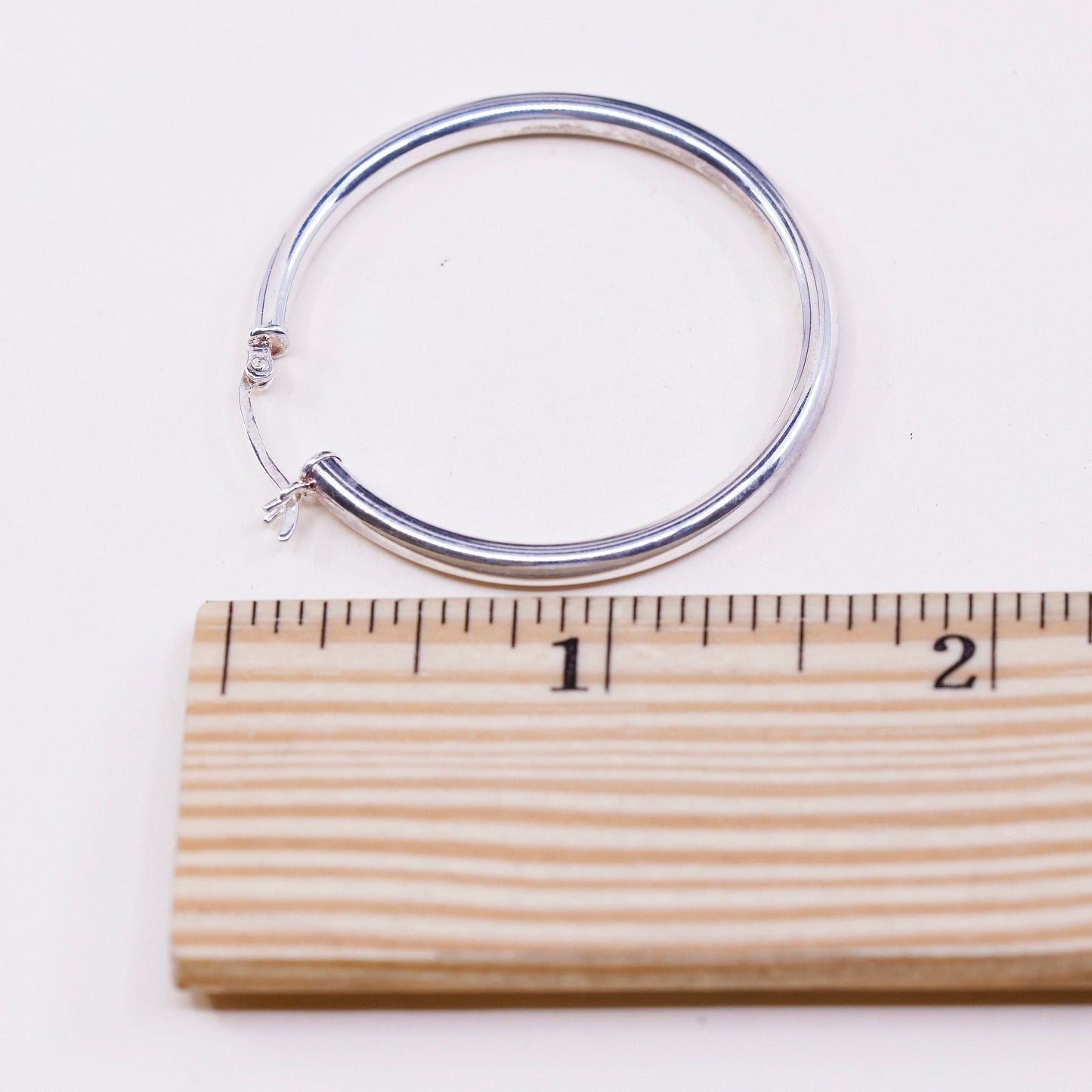 1.5” vtg sterling silver loop earrings, fashion minimalist primitive hoops