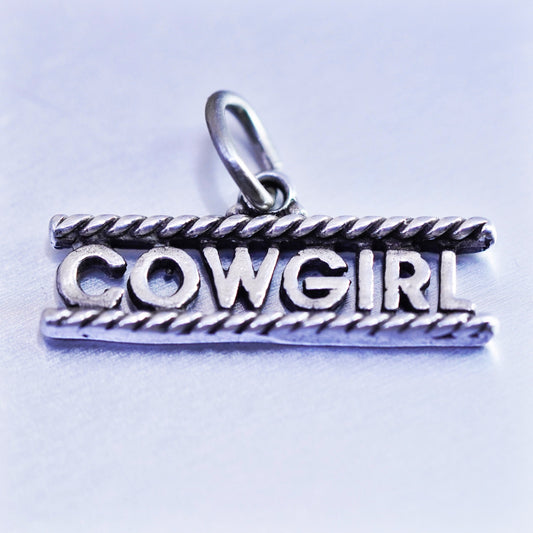 Antique Sterling silver handmade charm, 925 cowgirl pendant