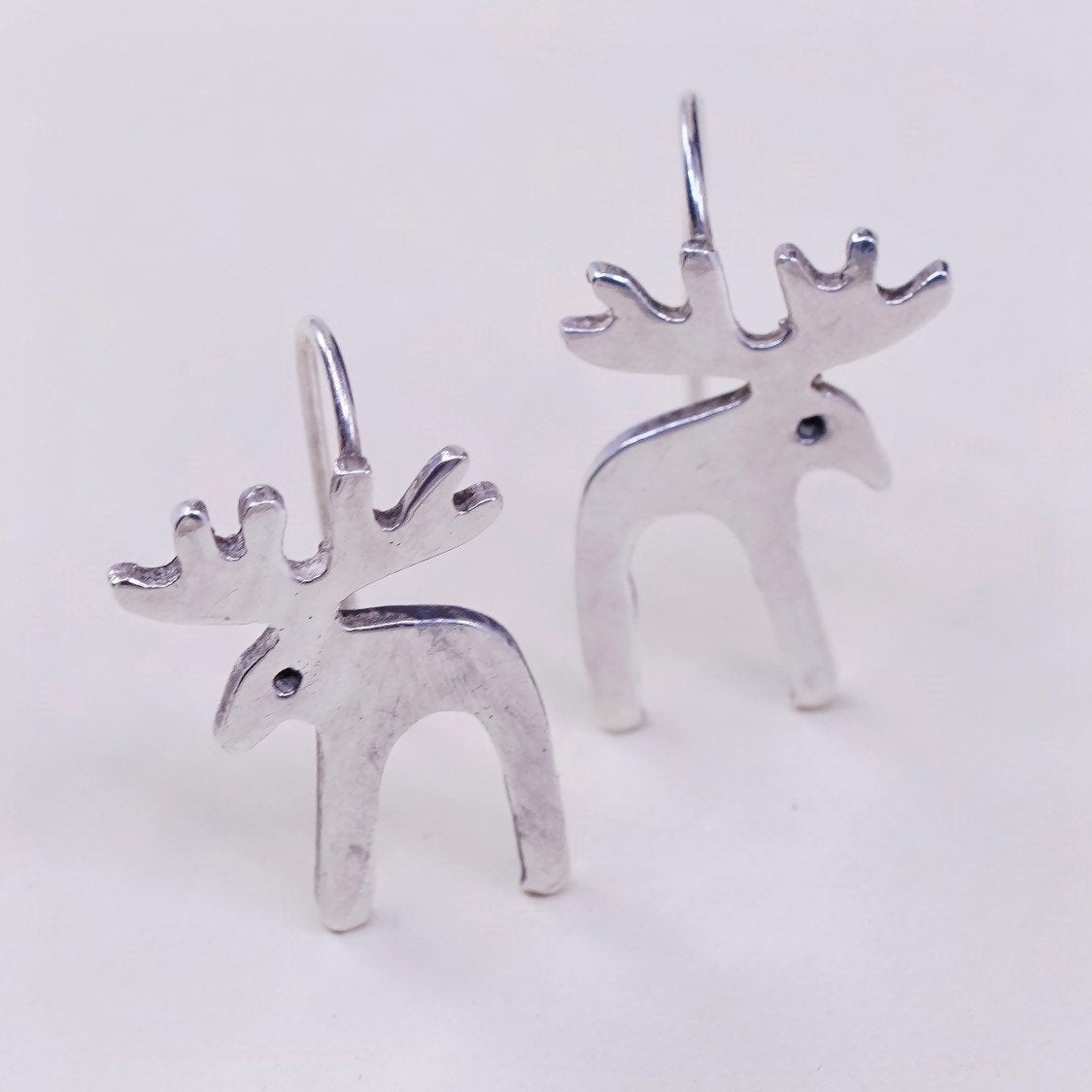 Native American Sterling silver handmade earrings, 925 elk, Stamped sterling