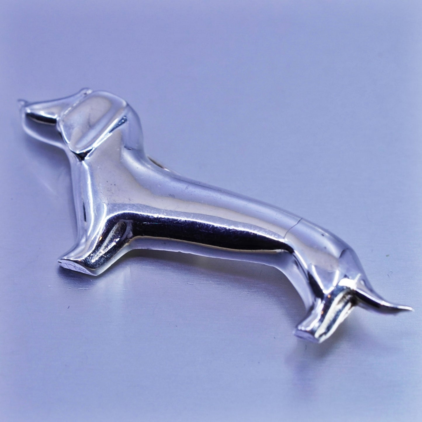 Antique Sterling silver handmade brooch, 925 dog dachshund pin