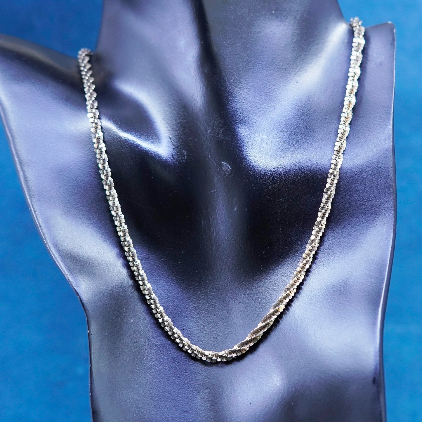 18”, vermeil light gold Sterling silver chain, 925 twisted herringbone necklace