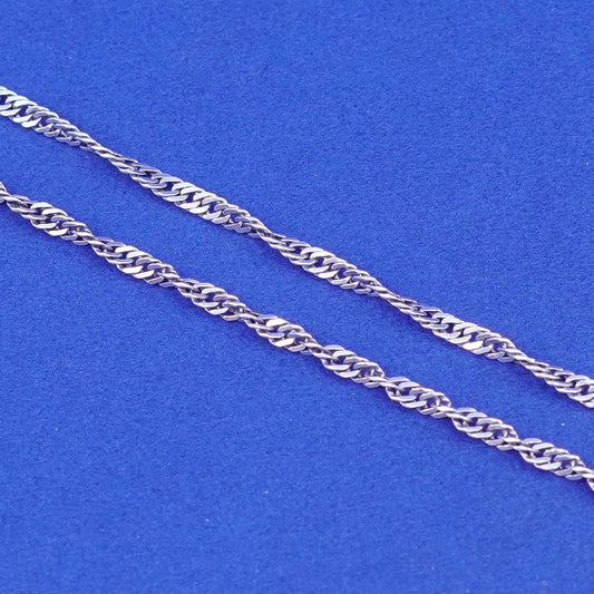 20”, 2mm, Sterling 925 silver handmade necklace, 925 twisted curb link chain