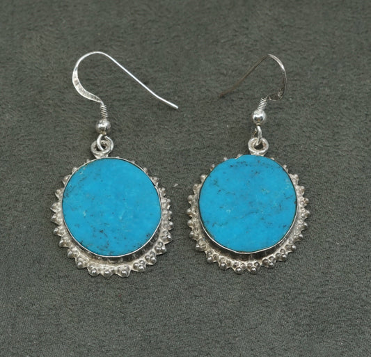 vtg Sterling silver handmade earrings, Mexico 925 w/ turquoise