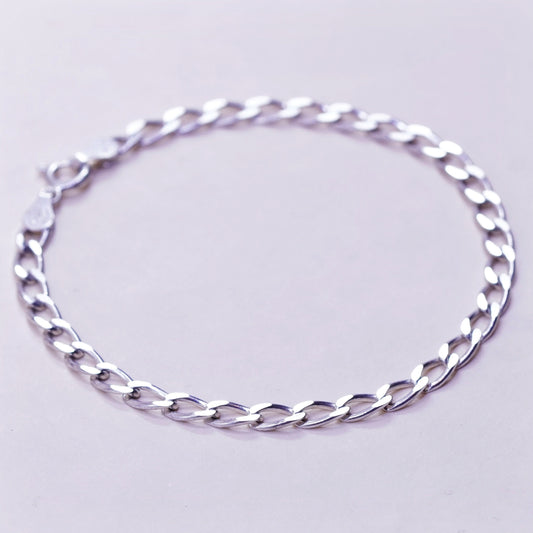 7.25”, Vintage milor sterling silver flatten curb bracelet bold 925 men’s chain