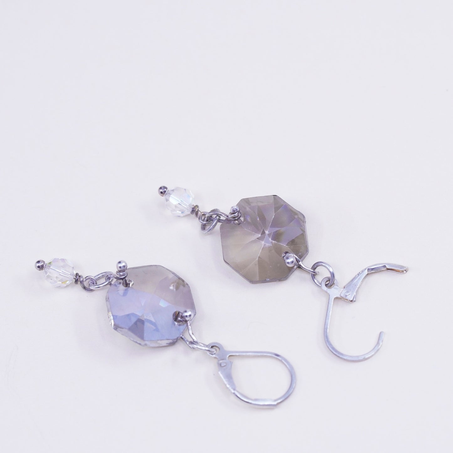 Vintage sterling silver handmade earrings, 925 hooks with topaz drops