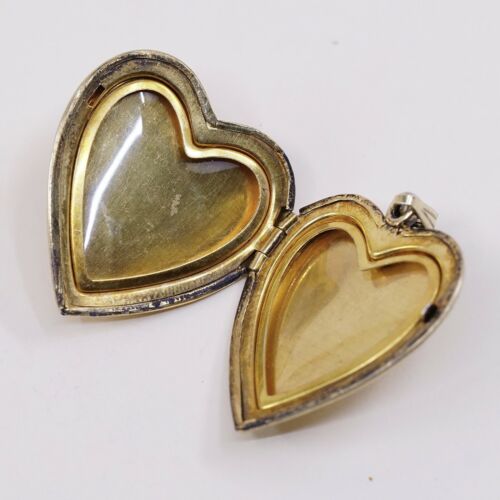 Vtg Dorel Vermeil Gold Sterling Silver Handmade Pendant, 925 Silver Heart Locket