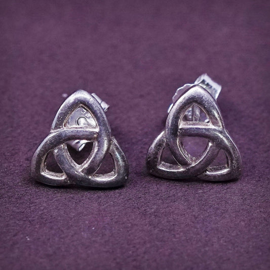 vtg Sterling silver Irish filigree handmade studs, 925 silver earrings