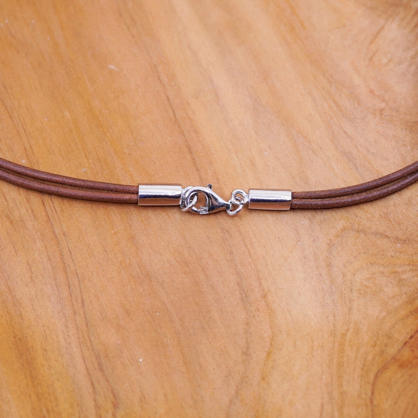 16”, silpada handmade necklace, double brown leather choker sterling 925 silver