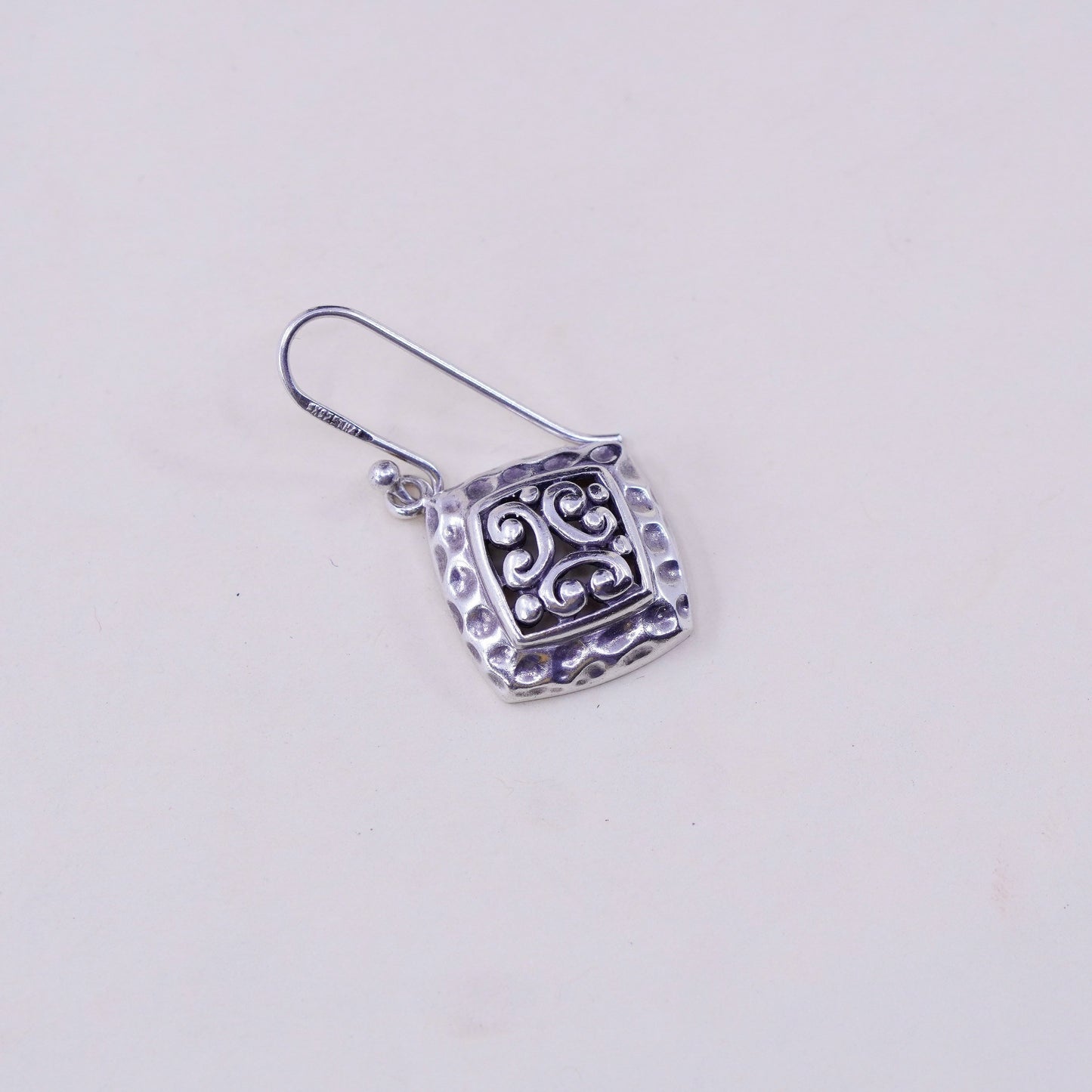 Vintage bali Sterling silver handmade earrings, 925 square with filigree