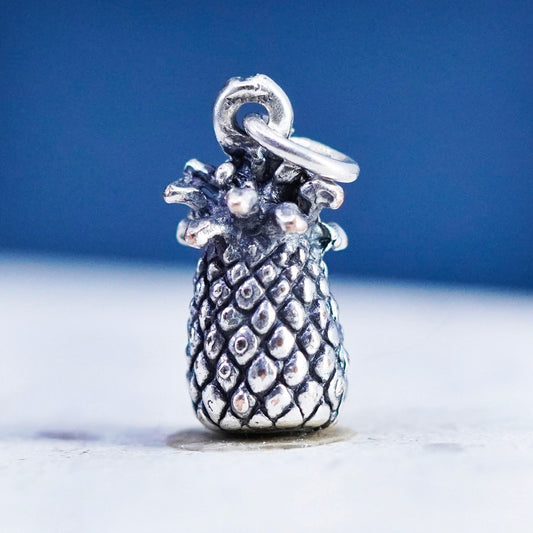 Vintage silver tone pineapple charm pendant