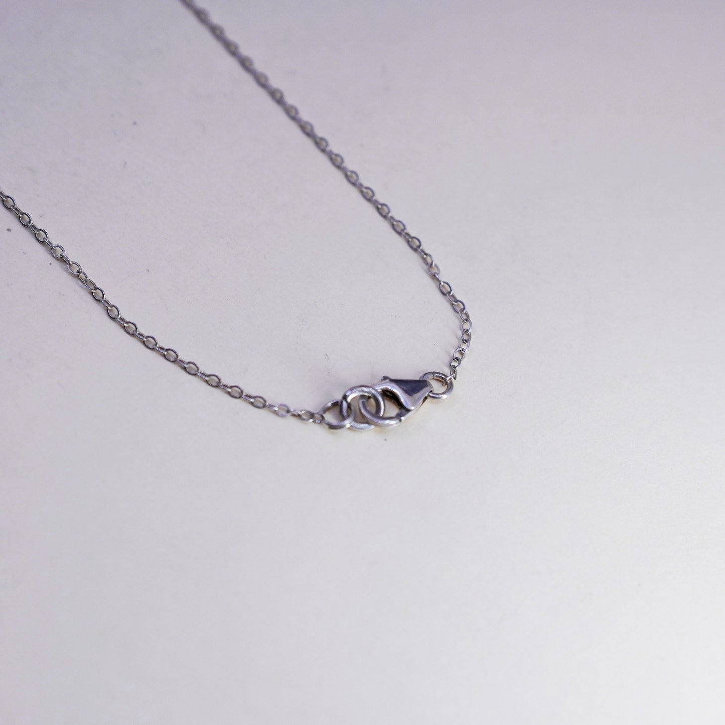 16”, sterling silver 925 necklace, circle chain with teardrop sodalite pendant