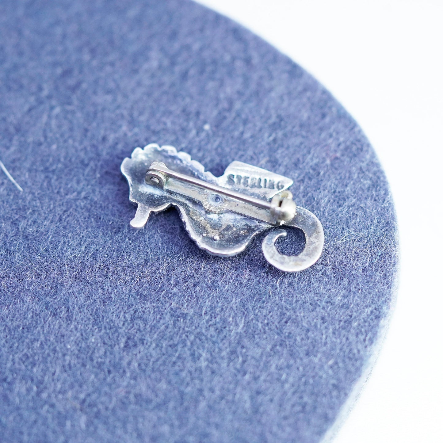 Vintage Sterling 925 Silver handmade seahorse Brooch pin