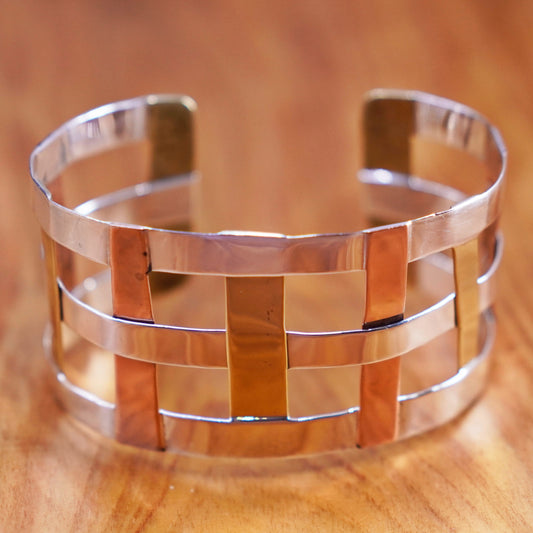 6.75”, RLM Studio Robert Lee Morris Sterling Silver Copper Brass Cuff Bracelet