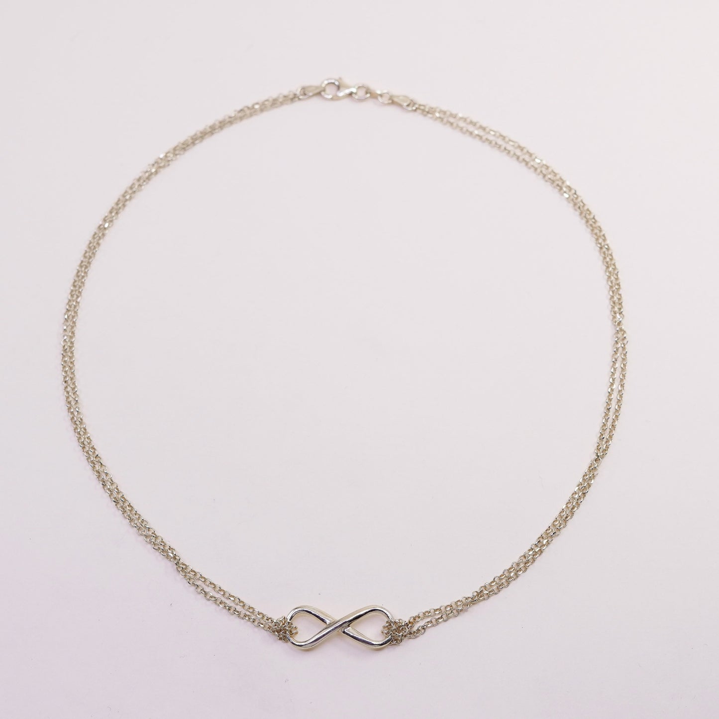 18”, vermeil gold sterling 925 silver handmade necklace, double circle chain