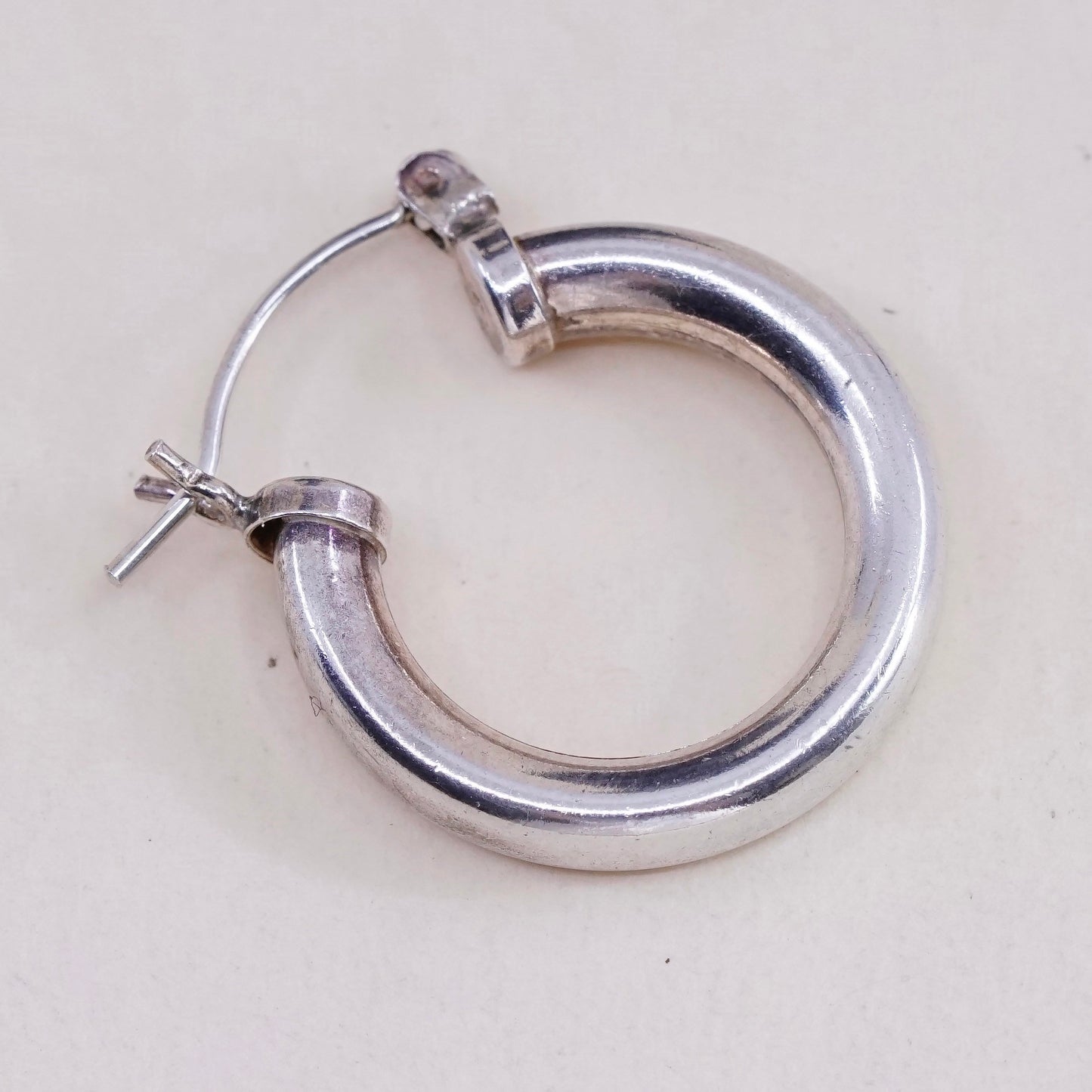 0.75”, Vintage sterling silver loop earrings, minimalist primitive hoops