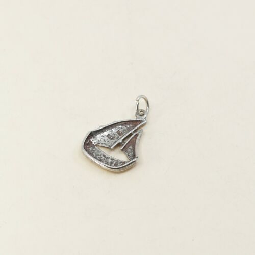 Vintage Sterling Silver Sailboat Pendant, Voyage 925 Silver Charm, Stamped 925