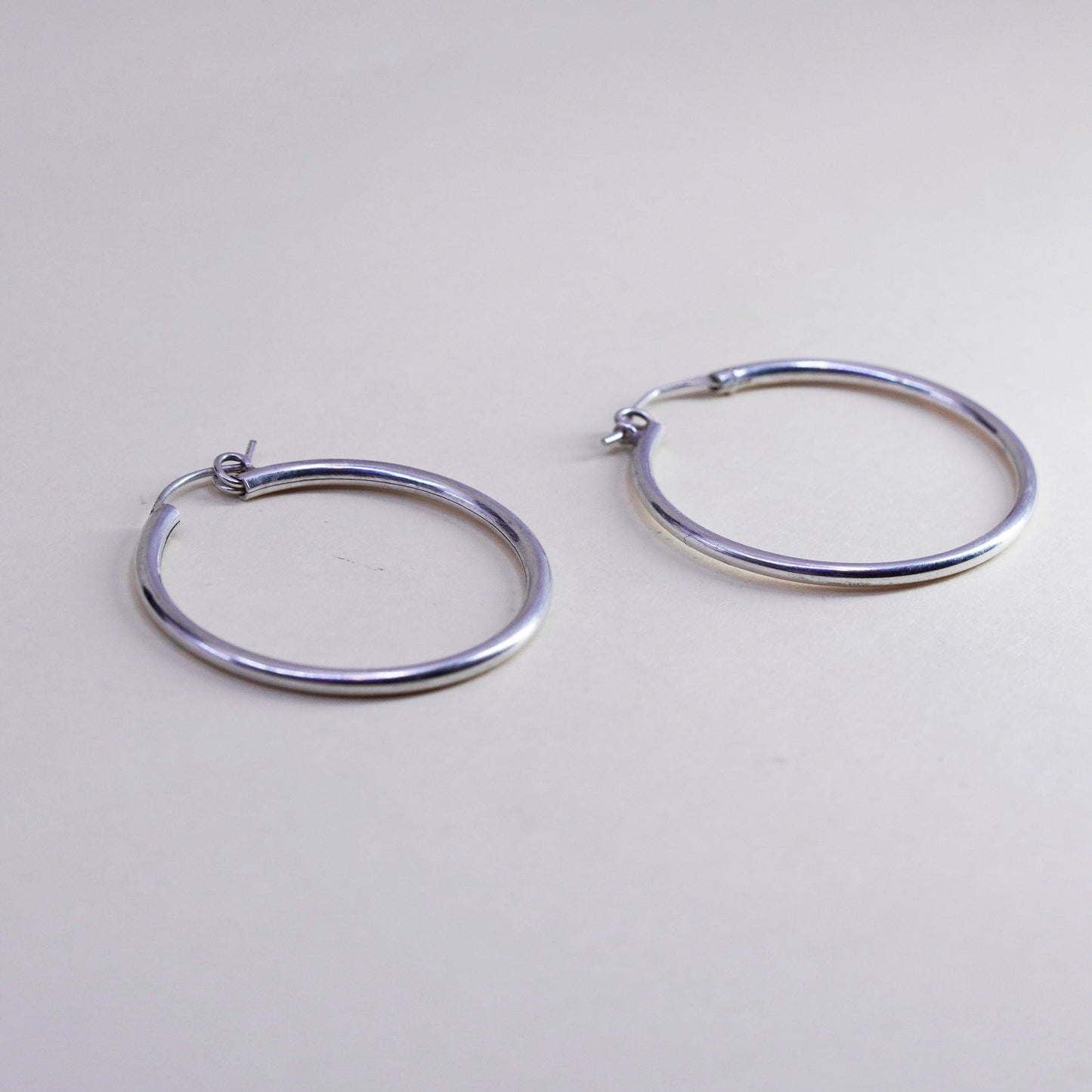 1.25”, Vintage sterling silver loop earrings, minimalist primitive hoops