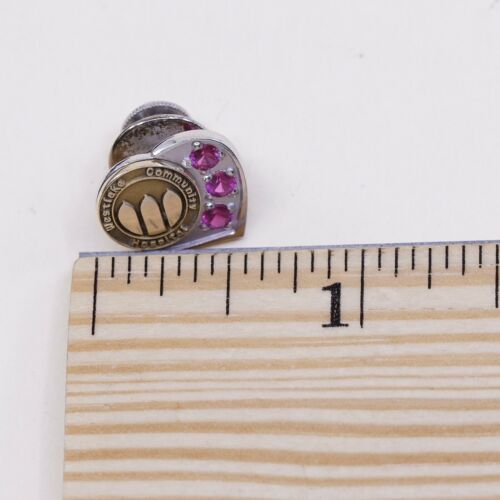 CTO Two Tone 14K White Yellow Gold westlake community hospital pin W/ Ruby