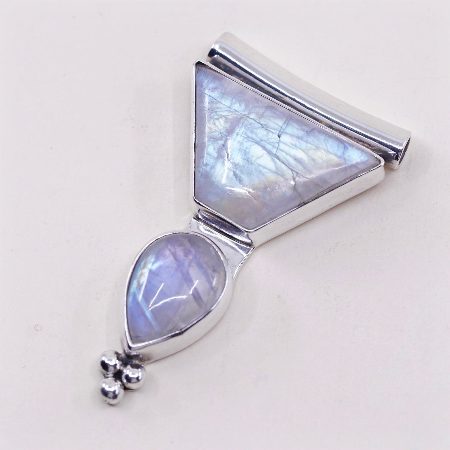 Vintage Mexico Sterling 925 silver handmade pendant with moonstone