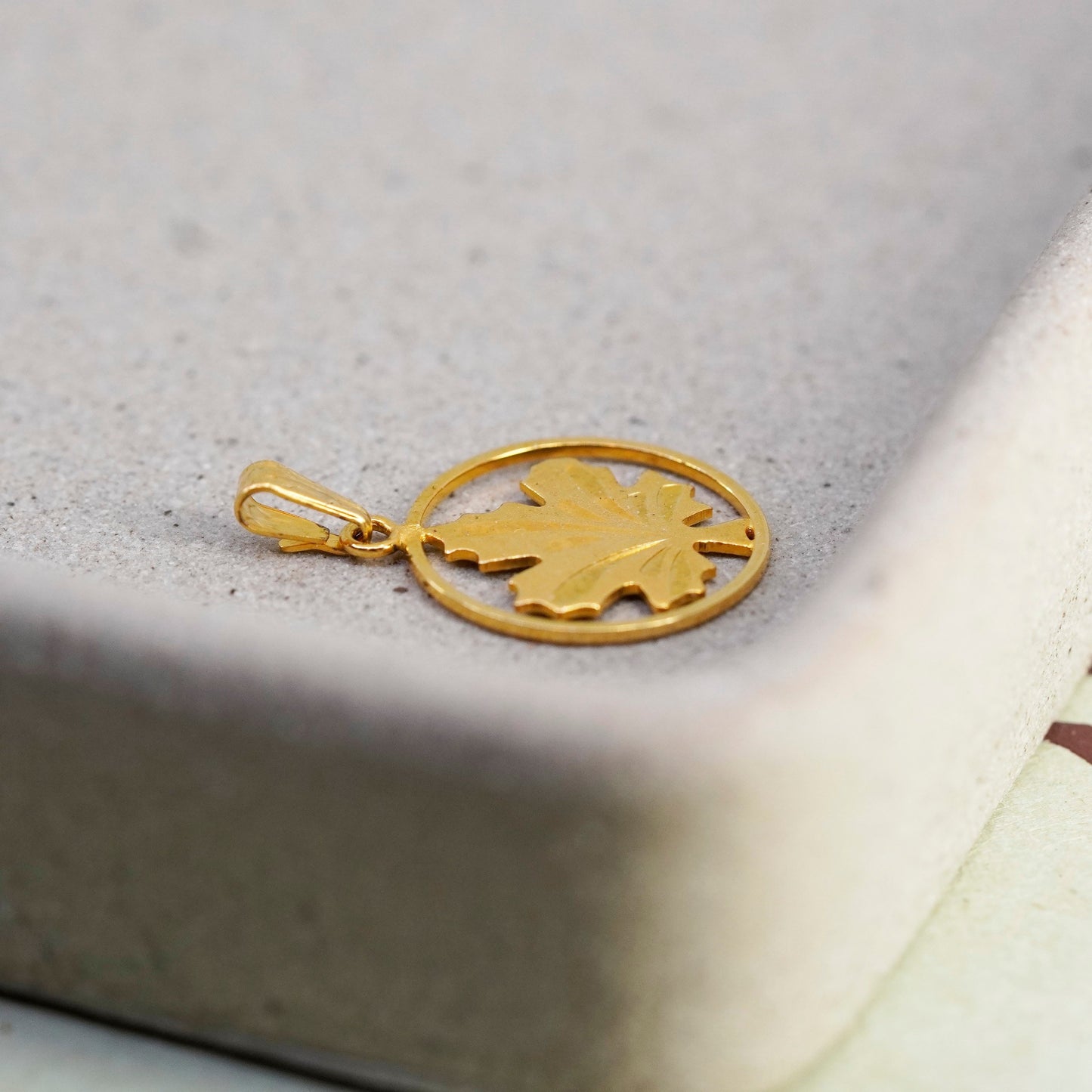 vermeil gold over Sterling silver handmade leaves pendant, 925 Maple leaf Charm