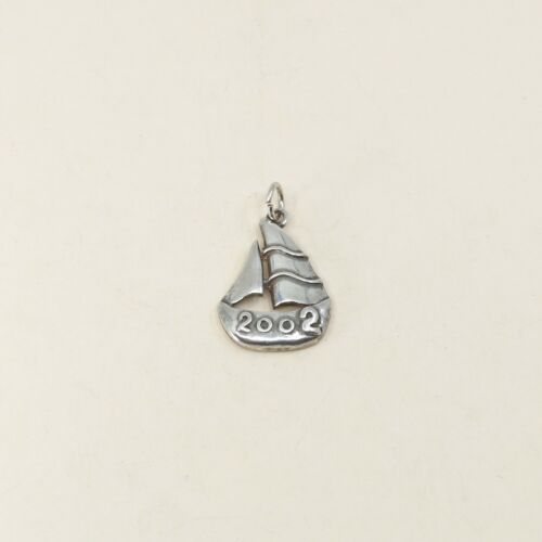 Vintage Sterling Silver Sailboat Pendant, Voyage 925 Silver Charm, Stamped 925