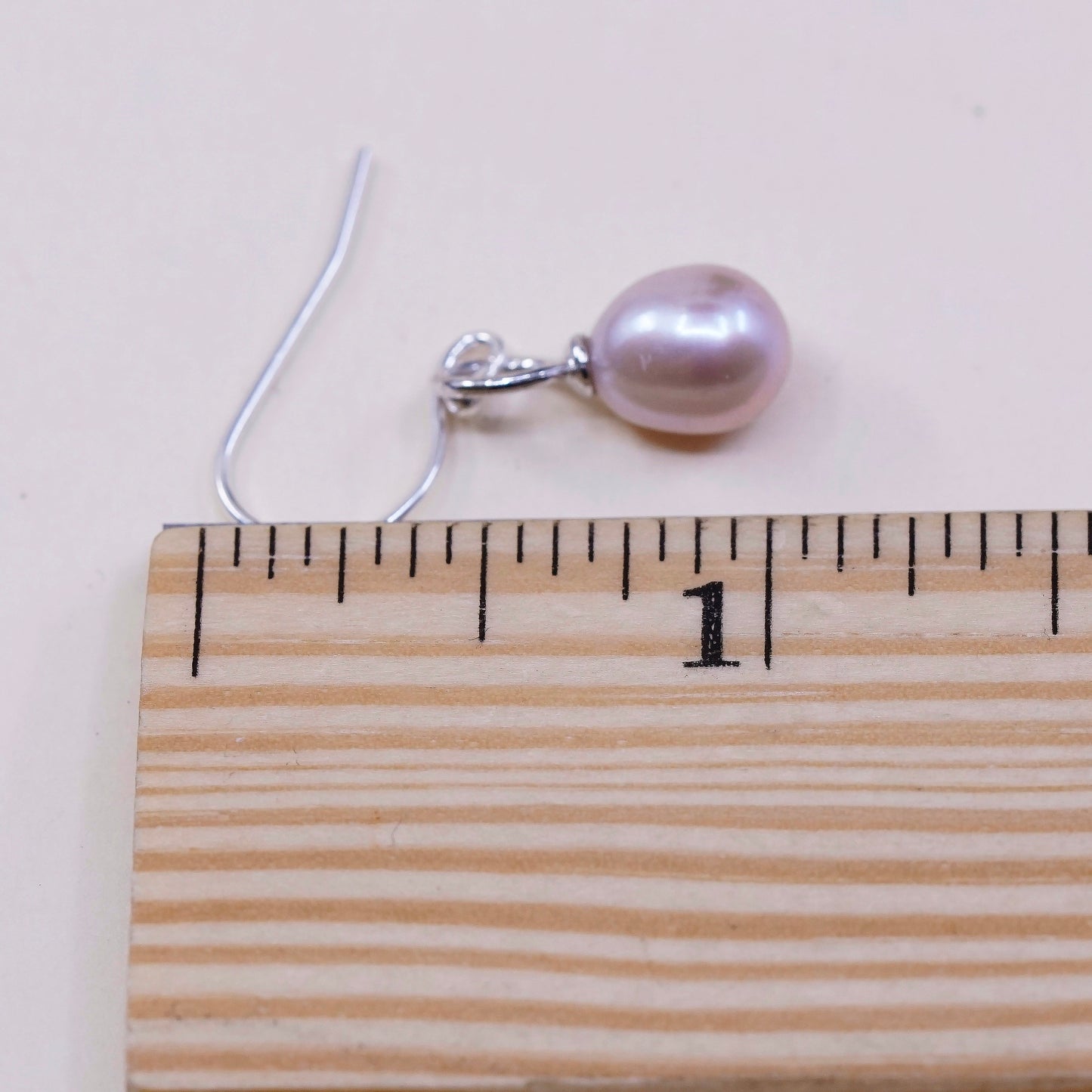 Sterling silver handmade earrings, 925 w/ oval freshwater pearl, silver tested