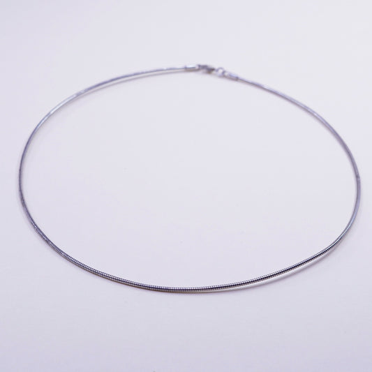 16", 1mm, sterling silver snake chain, Italy made silver necklace