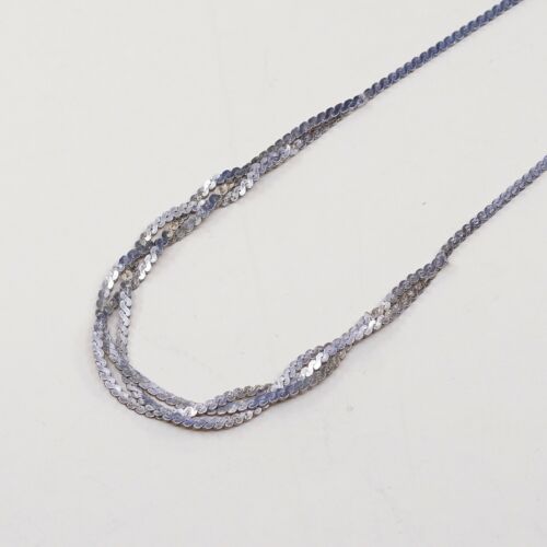 18” 2mm, Vtg 925 Sterling Silver S Link chain necklace, Stamped 925