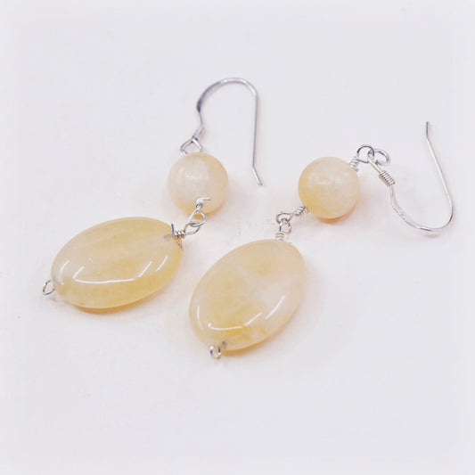 Vintage Sterling 925 silver handmade earrings with citrine