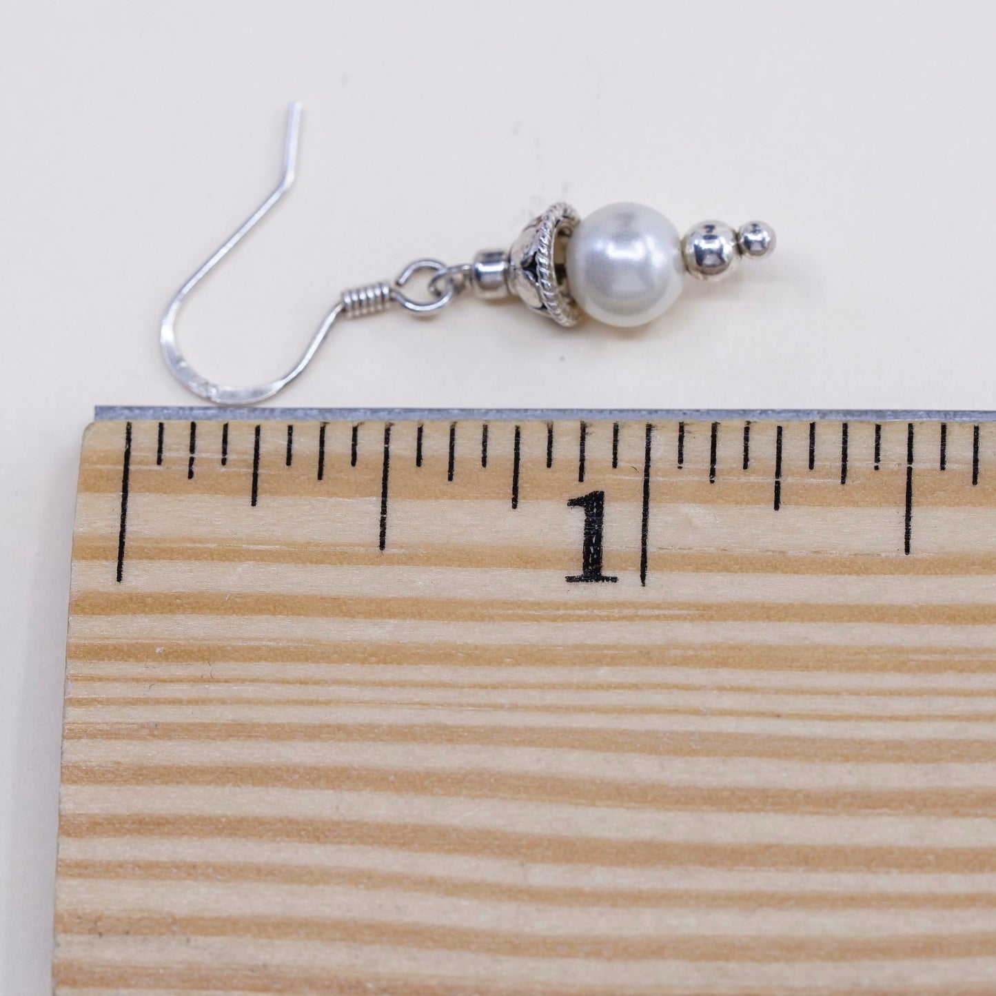 Vintage Sterling silver handmade earrings, 925 hooks with pearl drops