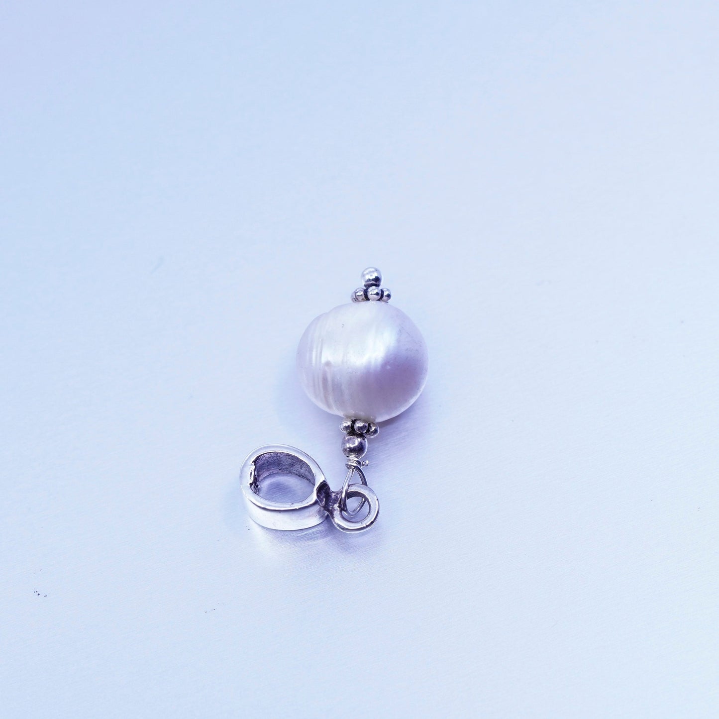 antique sterling 925 silver handmade charm pendant with pearl