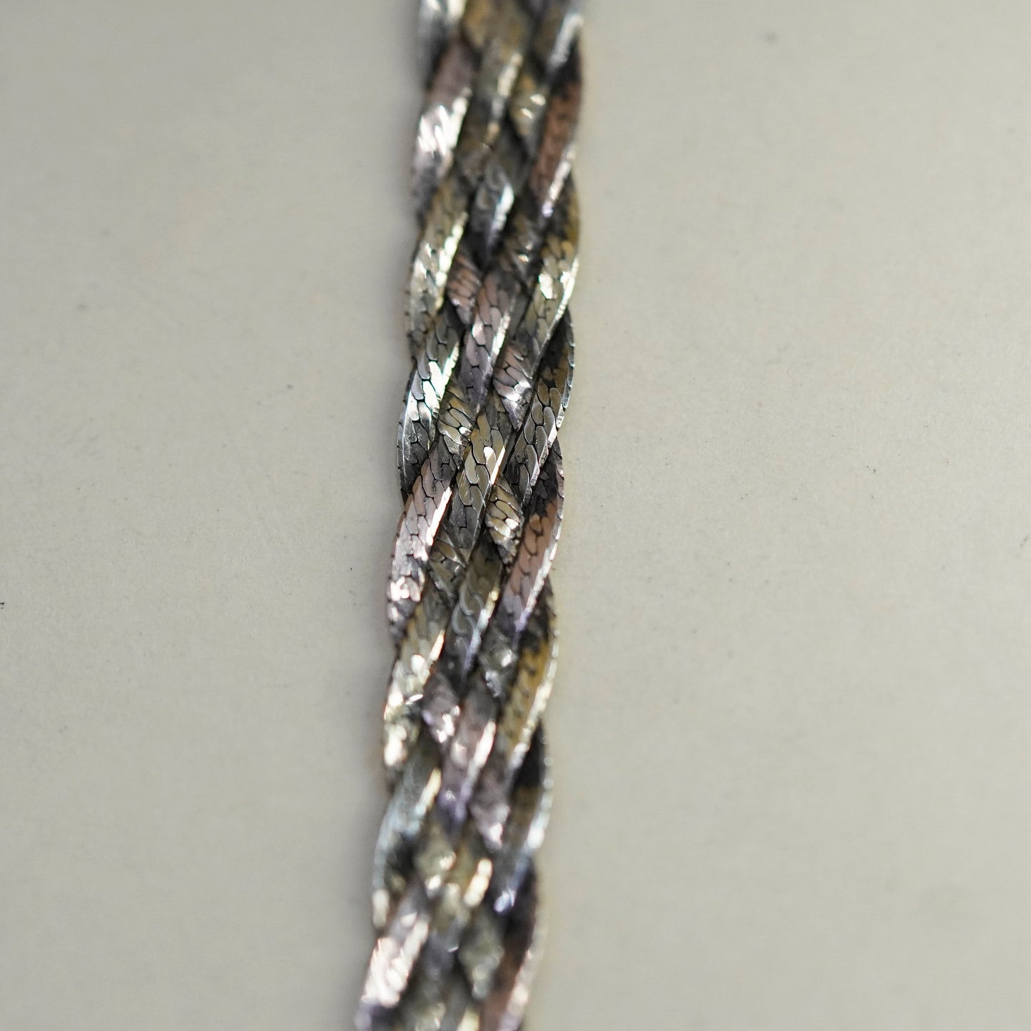 18”, gold filled sterling silver necklace, 925 woven braided herringbone chain