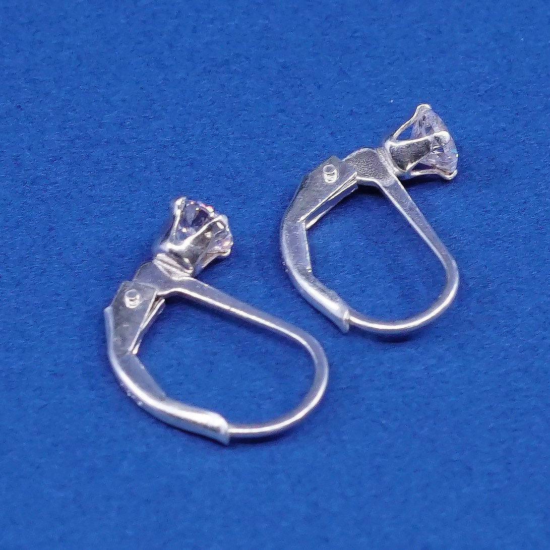 VTG sterling silver earrings, 925 w/ cz dangles, stamped 925