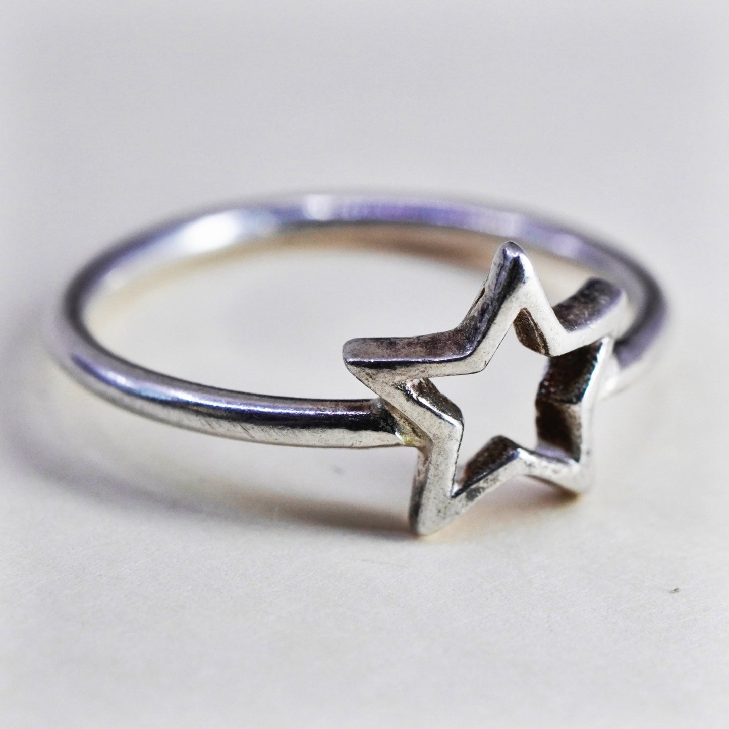 Size 7, vintage Sterling silver handmade ring, 925 star band