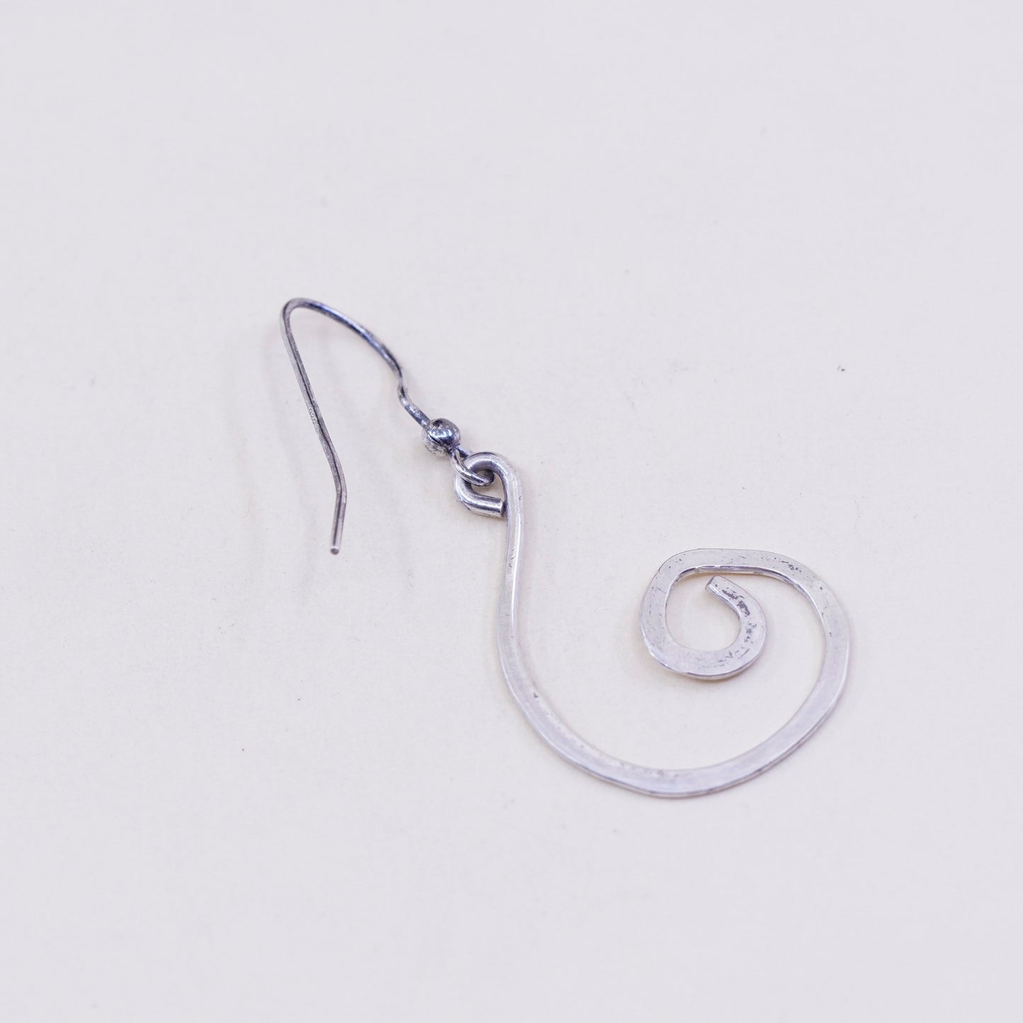 Vintage Sterling silver handmade earrings, 925 swirl drop