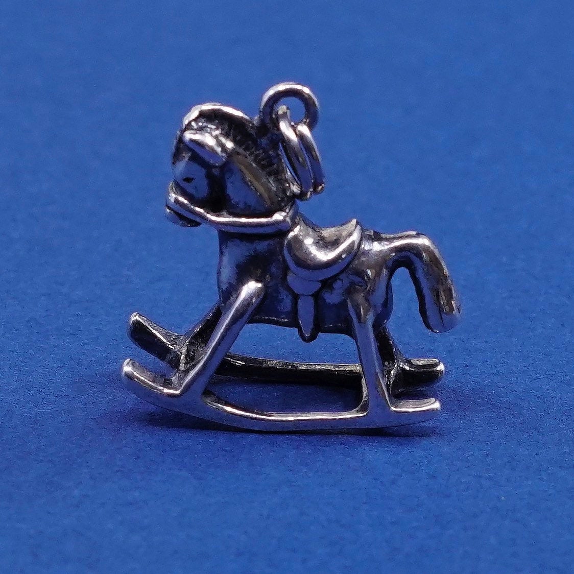 vtg Sterling silver handmade wooden horse pendant, 925 charm