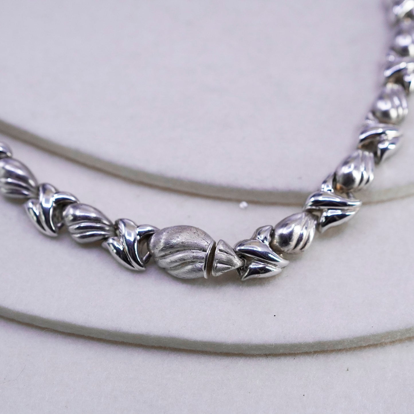 16”, Sterling silver handmade tennis necklace, 925 leafy chain choker collar