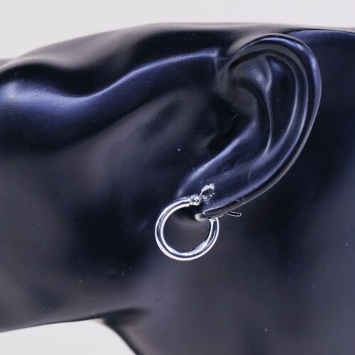 0.5", Sterling silver Huggie earrings, fine 925 hoops, Stamped 925