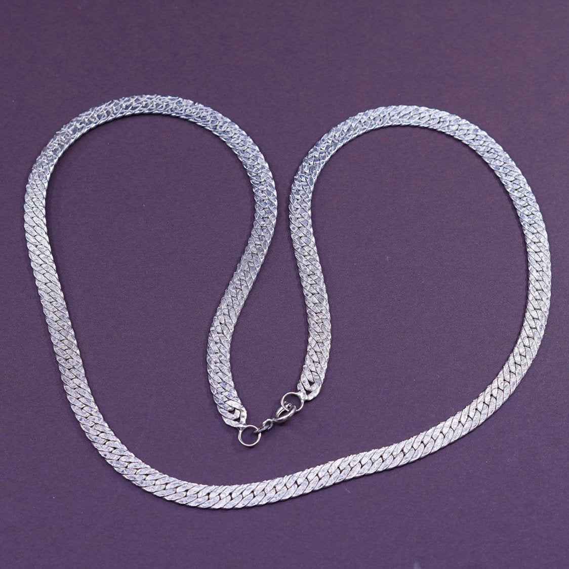 26", 6mm, Sterling silver necklace, 925 flatten curb chain