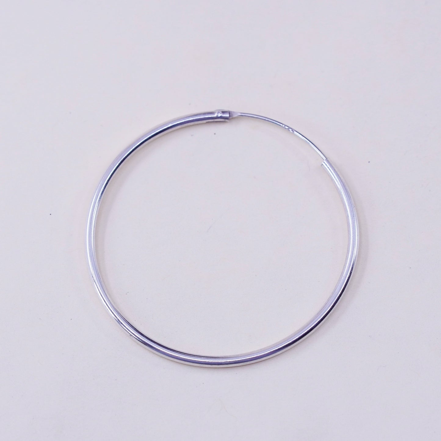 1.5” Vintage sterling 925 silver loop earrings, minimalist primitive hoops