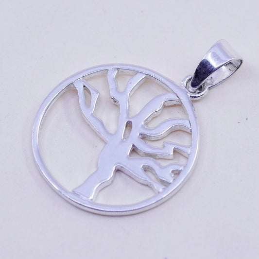 Vintage Sterling silver handmade pendant, 925 filigree tree tag