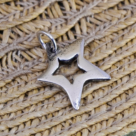 Vintage Sterling silver handmade pendant, 925 star charm